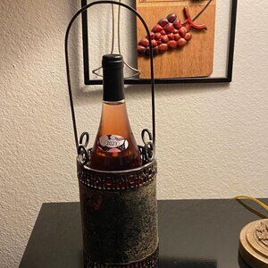 Rustic Metal Wine Bottle Holder (excludes wine)